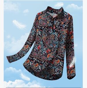 Paisley Print Light Weight Long Sleee Sun Protection Golf Shirt